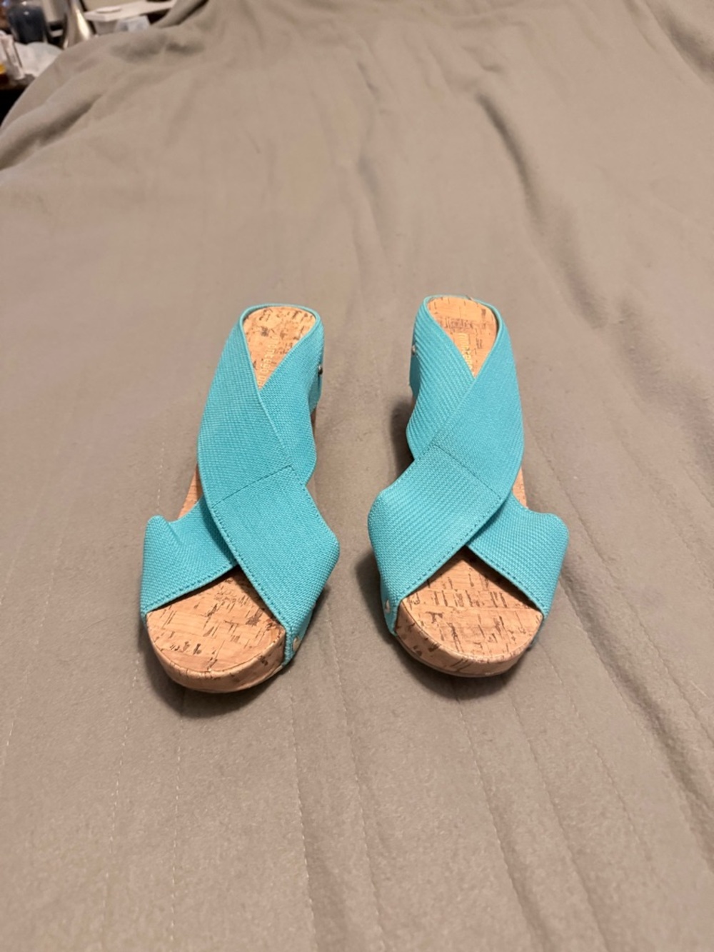 Montego Bay Club Turquoise Cork Wedge Slide Mules